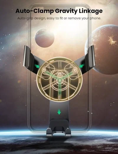 UGREEN Gravity Drive Telefoonhouder Ventilatierooster Auto Grijs afbeelding 5