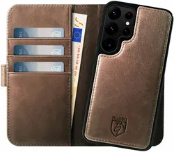 Rosso Elite Samsung S23 Ultra Hoesje MagSafe Book Case Leer Bruin afbeelding