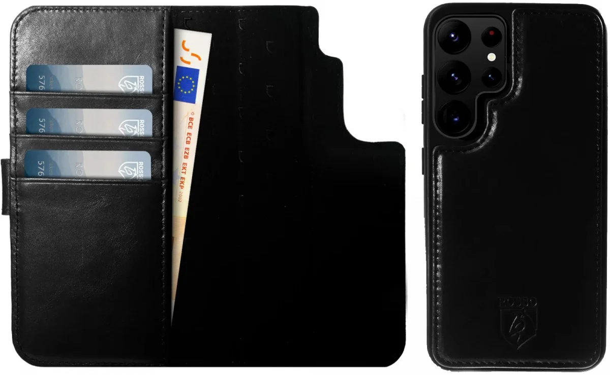 Rosso Elite Samsung S23 Ultra Hoesje MagSafe Book Case Leer Zwart afbeelding 4