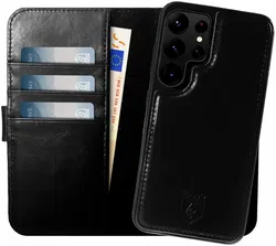 Rosso Elite Samsung S23 Ultra Hoesje MagSafe Book Case Leer Zwart afbeelding