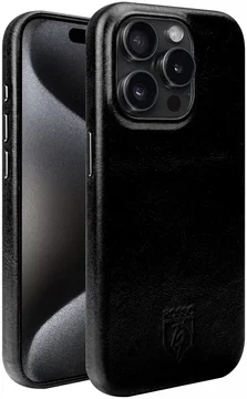 Rosso Elite iPhone 15 Pro Max Hoesje Leer MagSafe Zwart