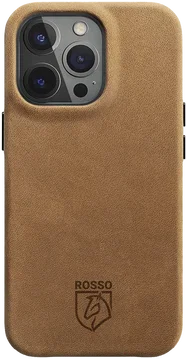 Rosso Elite iPhone 15 Pro Hoesje Leer Back Cover MagSafe Lichtbruin