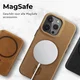 Rosso Elite iPhone 15 Pro Hoesje Leer Back Cover MagSafe Lichtbruin afbeelding 8