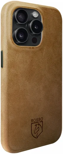 Rosso Elite iPhone 15 Pro Hoesje Leer Back Cover MagSafe Lichtbruin afbeelding 5