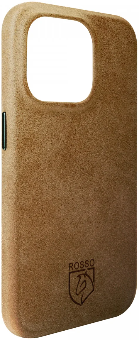 Rosso Elite iPhone 15 Pro Hoesje Leer Back Cover MagSafe Lichtbruin afbeelding 10