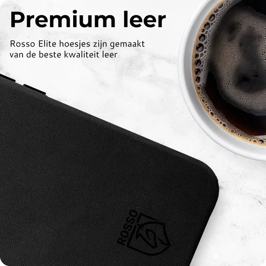 Rosso Elite iPhone 15 Pro Hoesje Leer Back Cover MagSafe Zwart afbeelding 7