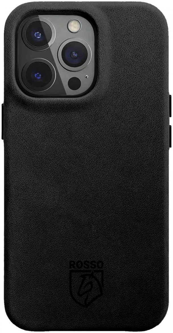 Rosso Elite iPhone 15 Pro Hoesje Leer Back Cover MagSafe Zwart afbeelding 1