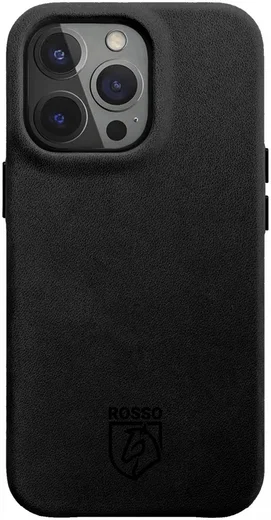 Rosso Elite iPhone 15 Pro Hoesje Leer Back Cover MagSafe Zwart afbeelding 1