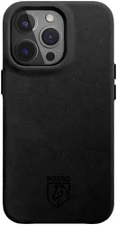 Rosso Elite iPhone 15 Pro Hoesje Leer Back Cover MagSafe Zwart afbeelding