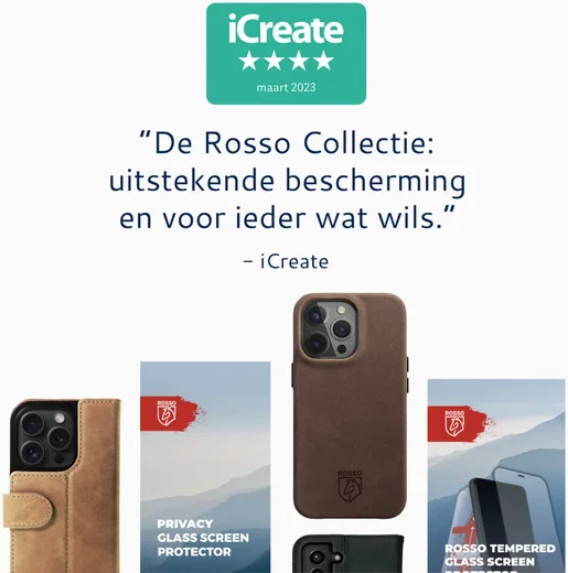 Rosso Elite iPhone 15 Pro Hoesje Leer Back Cover MagSafe Zwart afbeelding 9