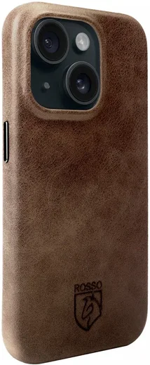 Rosso Elite iPhone 15 Hoesje Leer Back Cover MagSafe Bruin afbeelding 5