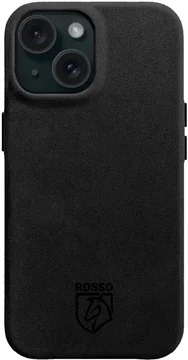 Rosso Elite iPhone 15 Hoesje Leer Back Cover MagSafe Zwart
