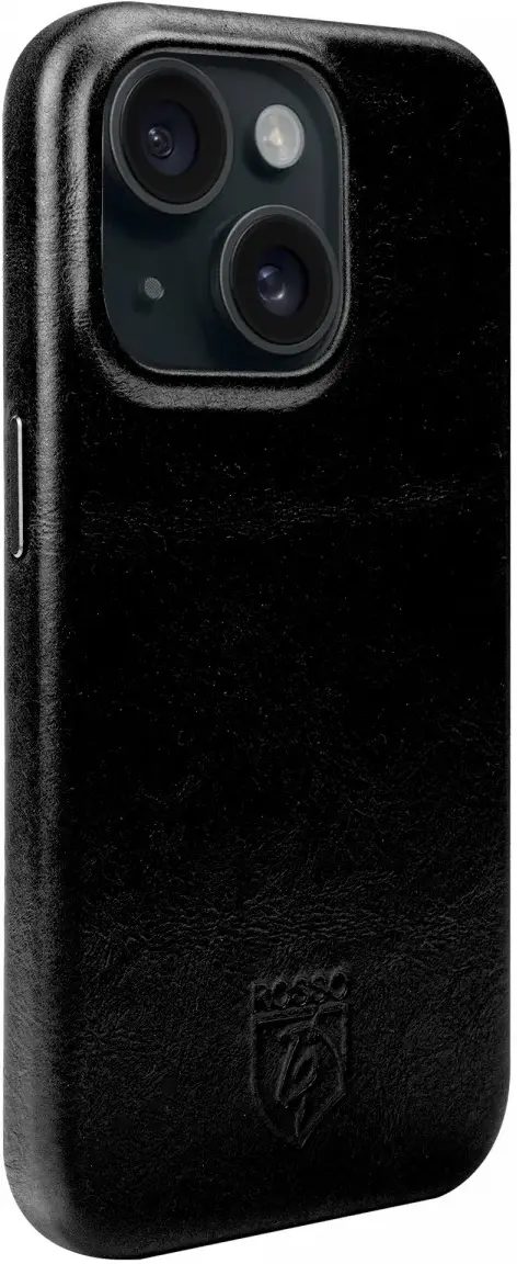 Rosso Elite iPhone 15 Hoesje Leer Back Cover MagSafe Zwart afbeelding 5