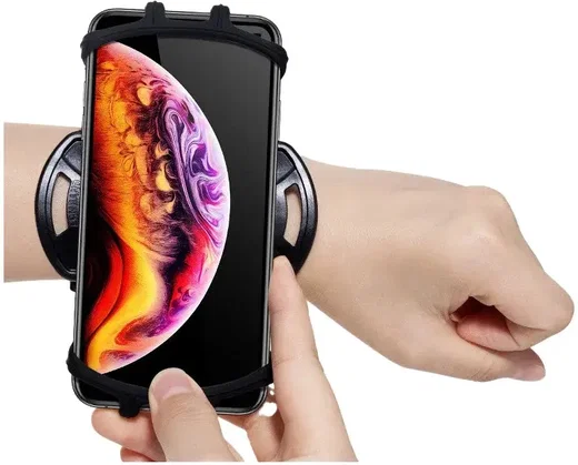 Universele 360° Verstelbare Sport Telefoonhouder Polsband Zwart afbeelding 1