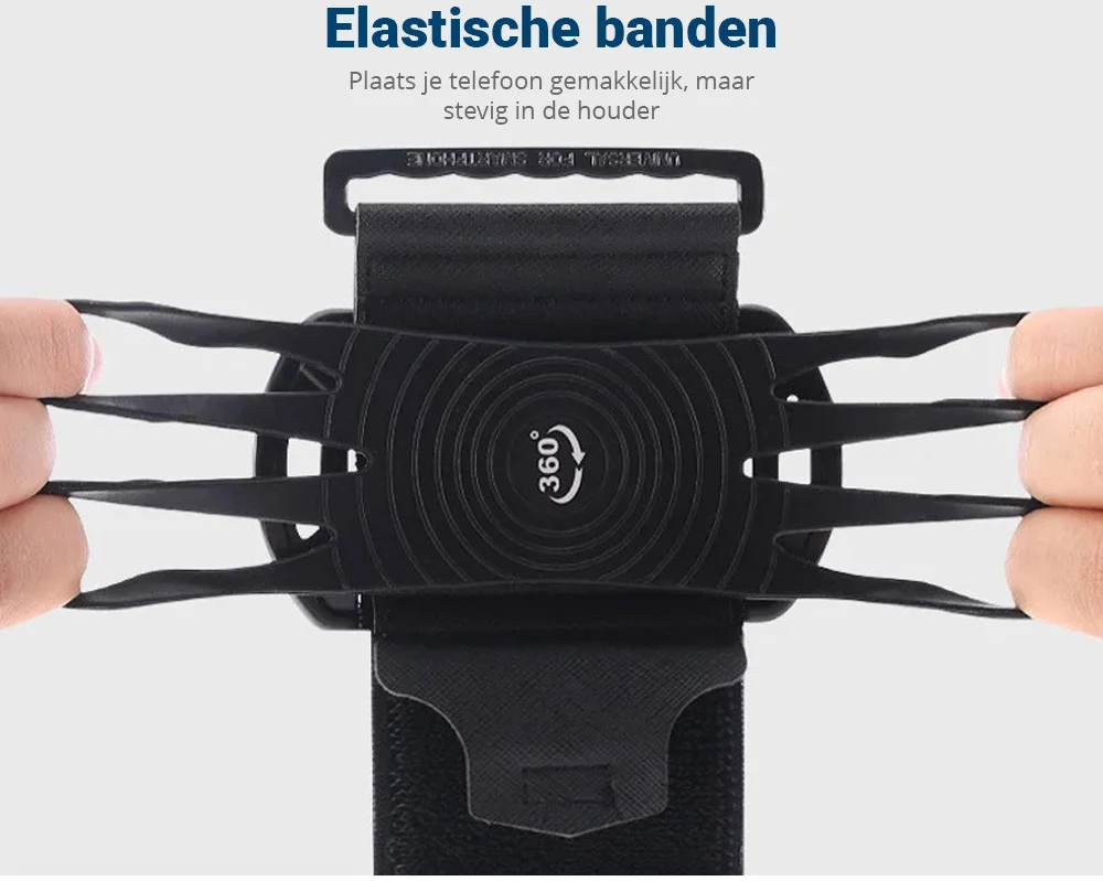 Universele 360° Verstelbare Sport Telefoonhouder Polsband Zwart afbeelding 4