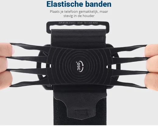 Universele 360° Verstelbare Sport Telefoonhouder Polsband Zwart afbeelding 4