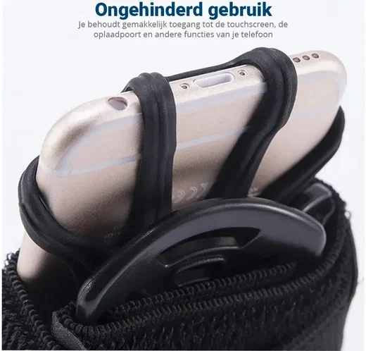 Universele 360° Verstelbare Sport Telefoonhouder Polsband Zwart afbeelding 5