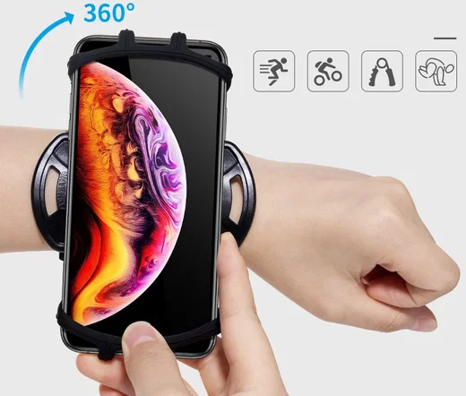 Universele 360° Verstelbare Sport Telefoonhouder Polsband Zwart afbeelding 8
