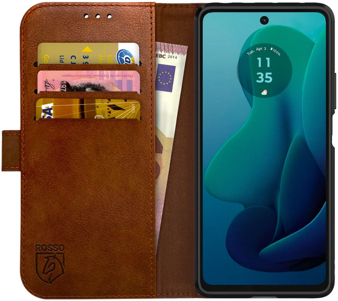 Rosso Element Motorola Moto G 5G (2023) Hoesje Book Case Wallet Bruin afbeelding 1
