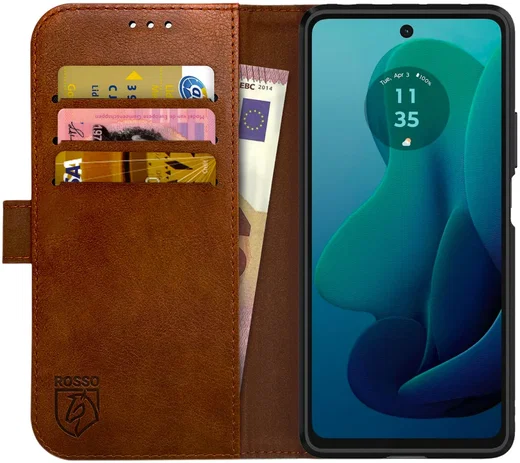 Rosso Element Motorola Moto G 5G (2023) Hoesje Book Case Wallet Bruin afbeelding 1