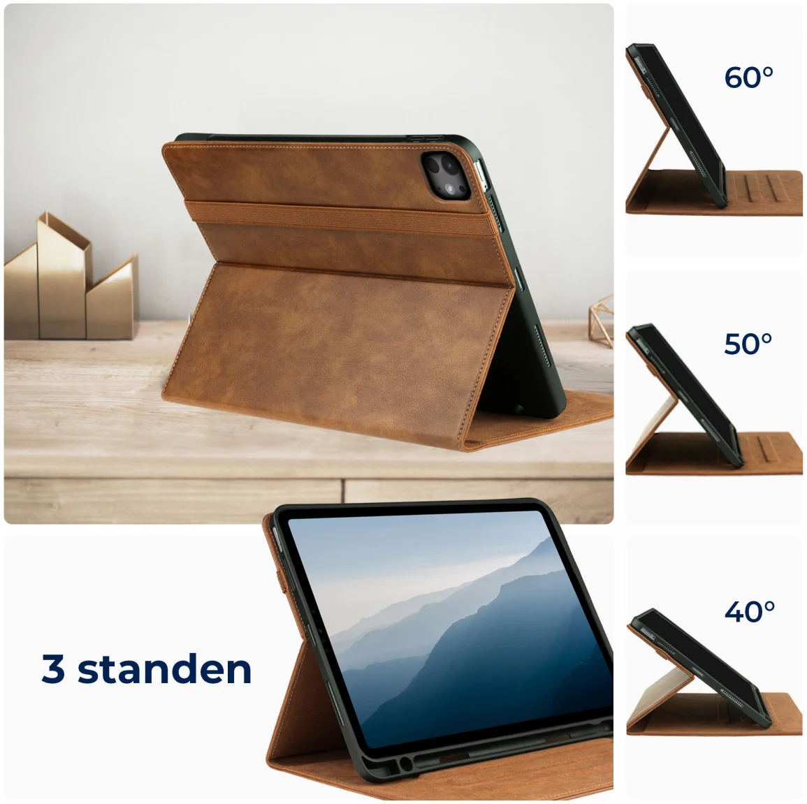 Rosso Element iPad Pro 11 (2024/2025) Hoes Book Case Bruin afbeelding 4