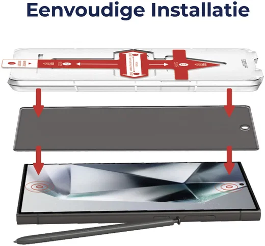 Rosso Samsung Galaxy S24 Ultra Privacy Glass met Installatietray afbeelding 2