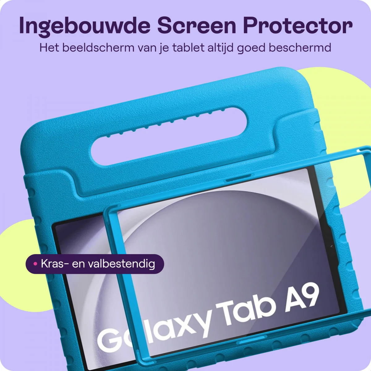 HappyCase Candy+ Samsung Tab A11 / Tab A9 Kinder Hoes met Screenprotector Blauw afbeelding 6