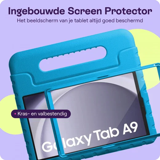HappyCase Candy+ Samsung Tab A11 / Tab A9 Kinder Hoes met Screenprotector Blauw afbeelding 6