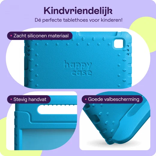 HappyCase Candy+ Samsung Tab A11 / Tab A9 Kinder Hoes met Screenprotector Blauw afbeelding 2