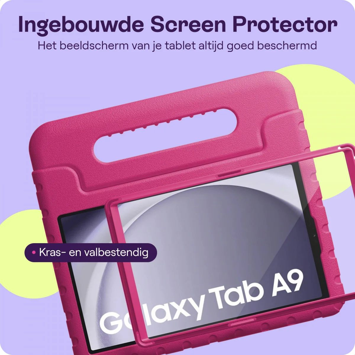 HappyCase Candy+ Samsung Tab A11 / Tab A9 Kinder Hoes met Screenprotector Roze afbeelding 6