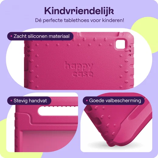 HappyCase Candy+ Samsung Tab A11 / Tab A9 Kinder Hoes met Screenprotector Roze afbeelding 2