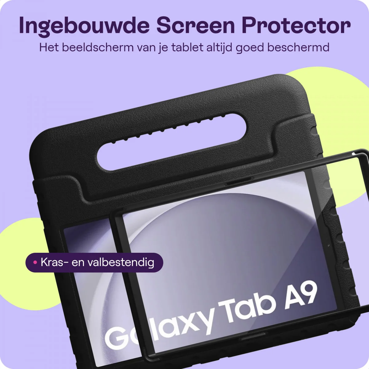 HappyCase Candy+ Samsung Tab A11 / Tab A9 Kinder Hoes met Screenprotector Zwart afbeelding 6