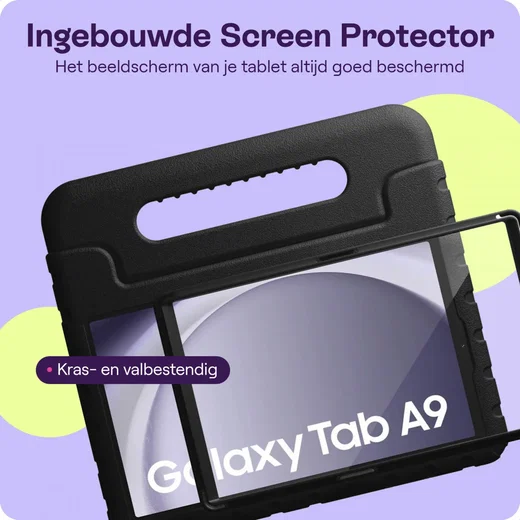 HappyCase Candy+ Samsung Tab A11 / Tab A9 Kinder Hoes met Screenprotector Zwart afbeelding 6