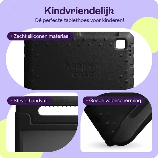 HappyCase Candy+ Samsung Tab A11 / Tab A9 Kinder Hoes met Screenprotector Zwart afbeelding 2