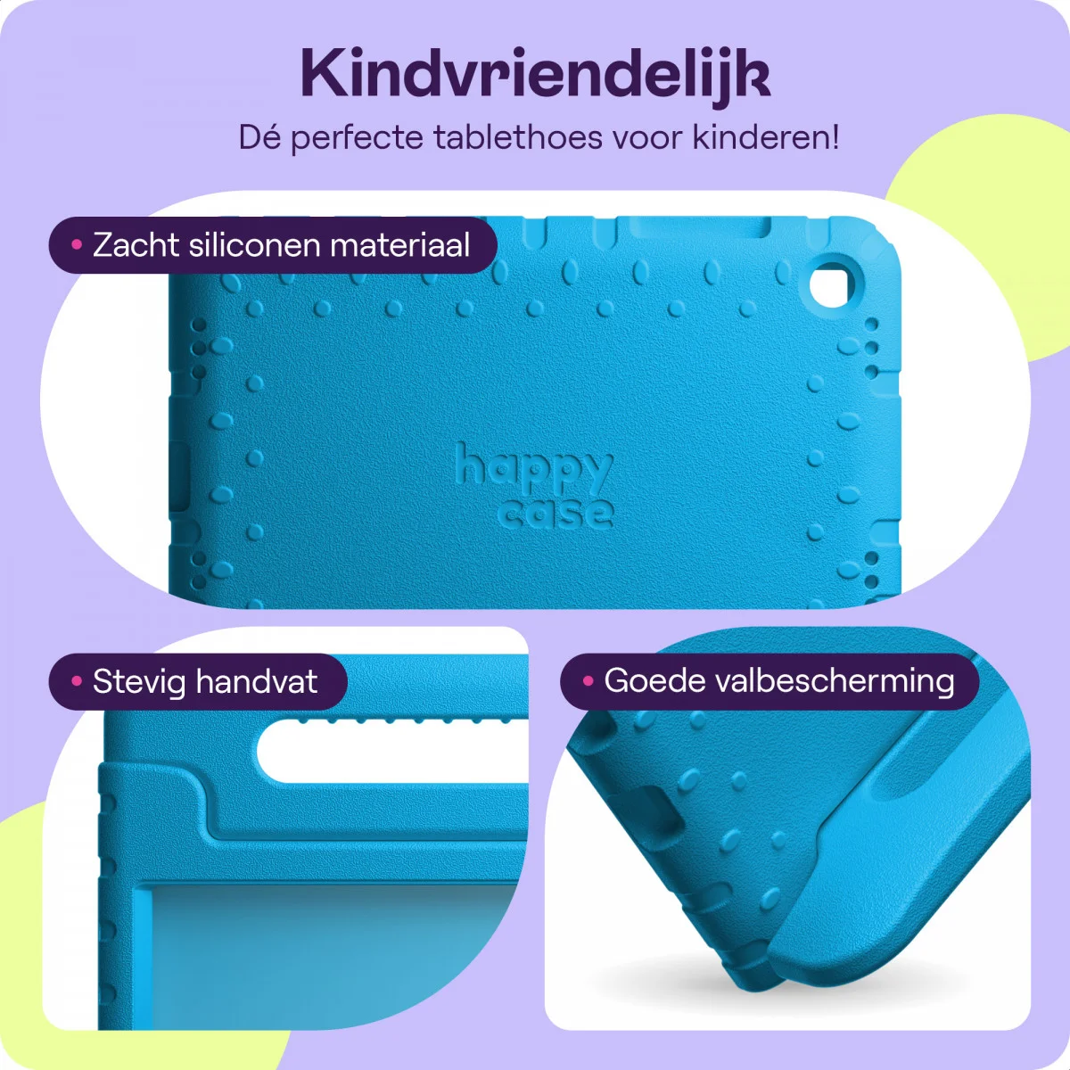 HappyCase Candy+ Tab A11+/A9+ Kinder Hoes met Screenprotector Blauw afbeelding 2