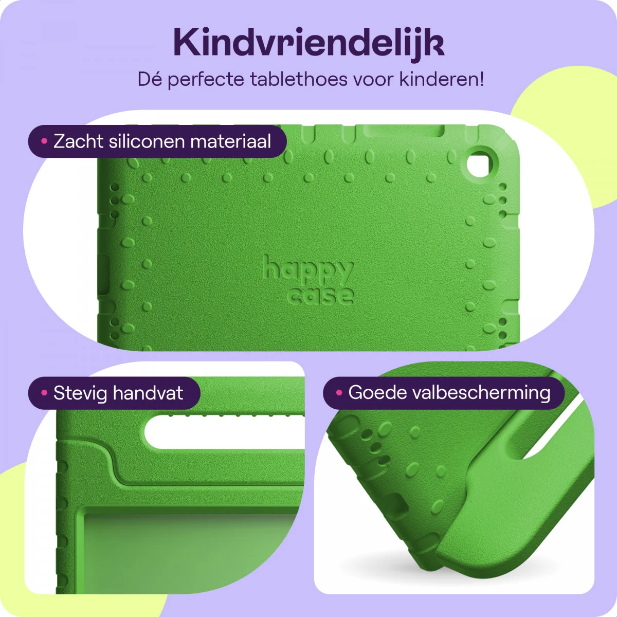 HappyCase Candy+ Tab A11+/A9+ Kinder Hoes met Screenprotector Groen afbeelding 2