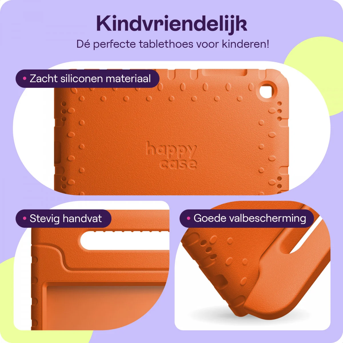 HappyCase Candy+ Tab A11+/A9+ Kinder Hoes met Screenprotector Oranje afbeelding 2