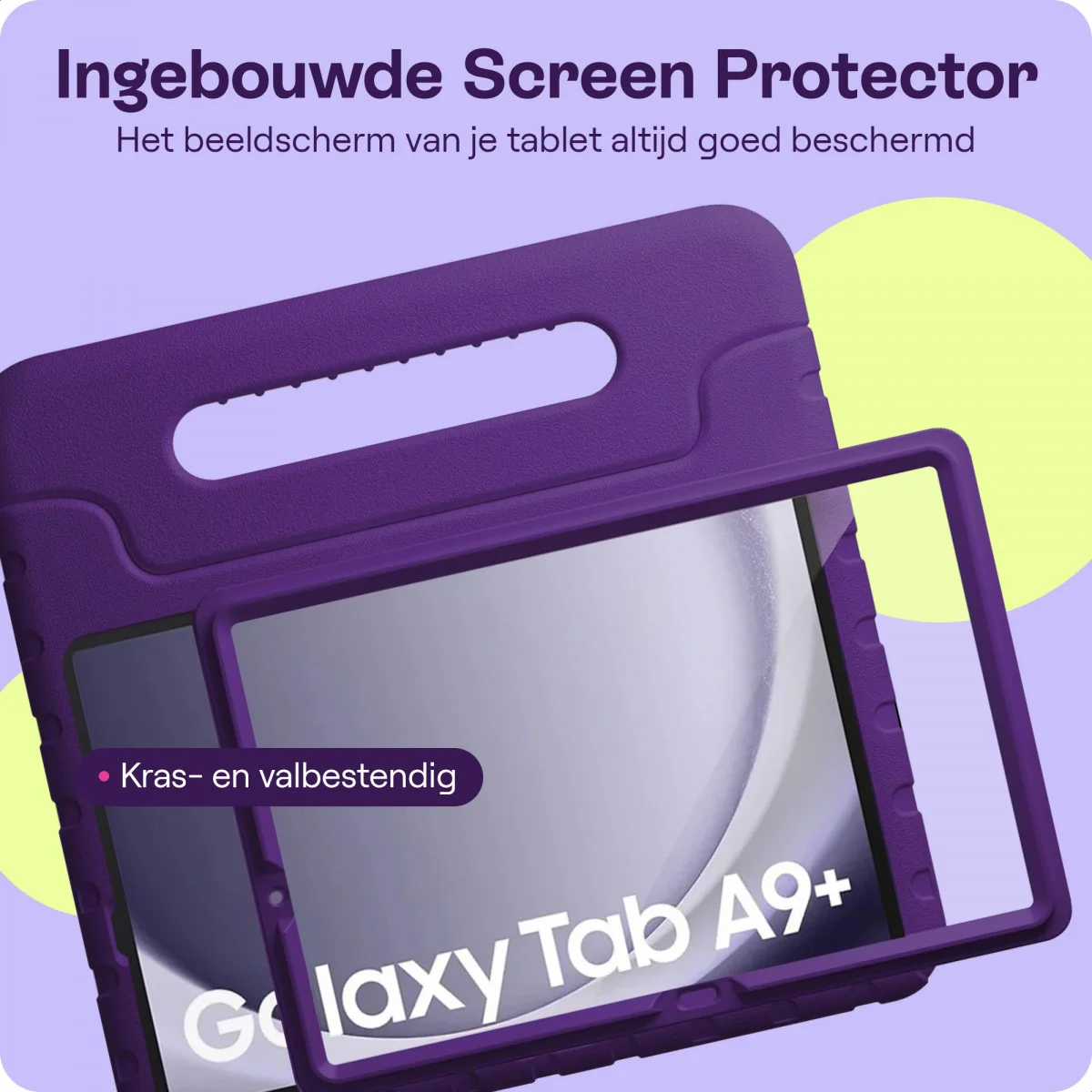 HappyCase Candy+ Tab A11+/A9+ Kinder Hoes met Screenprotector Paars afbeelding 5