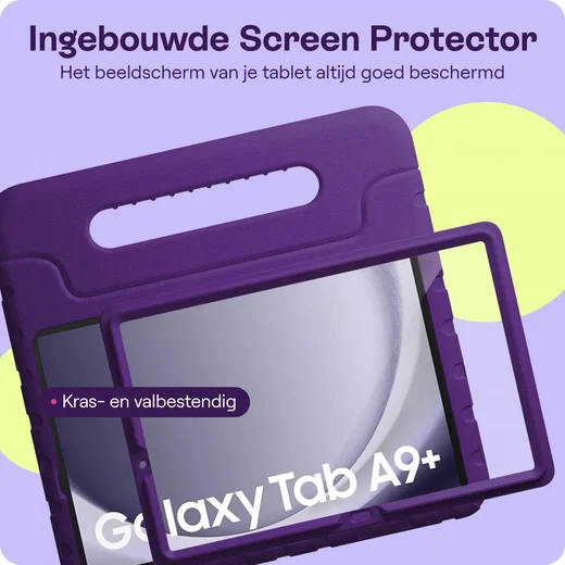 HappyCase Candy+ Tab A11+/A9+ Kinder Hoes met Screenprotector Paars afbeelding 5