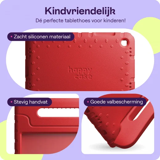 HappyCase Candy+ Samsung Tab A11 /Tab A9 Kinder Hoes met Screenprotector Rood afbeelding 2