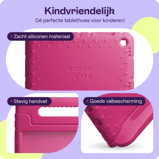 HappyCase Candy+ Tab A11+/A9+ Kinder Hoes met Screenprotector Roze afbeelding 2