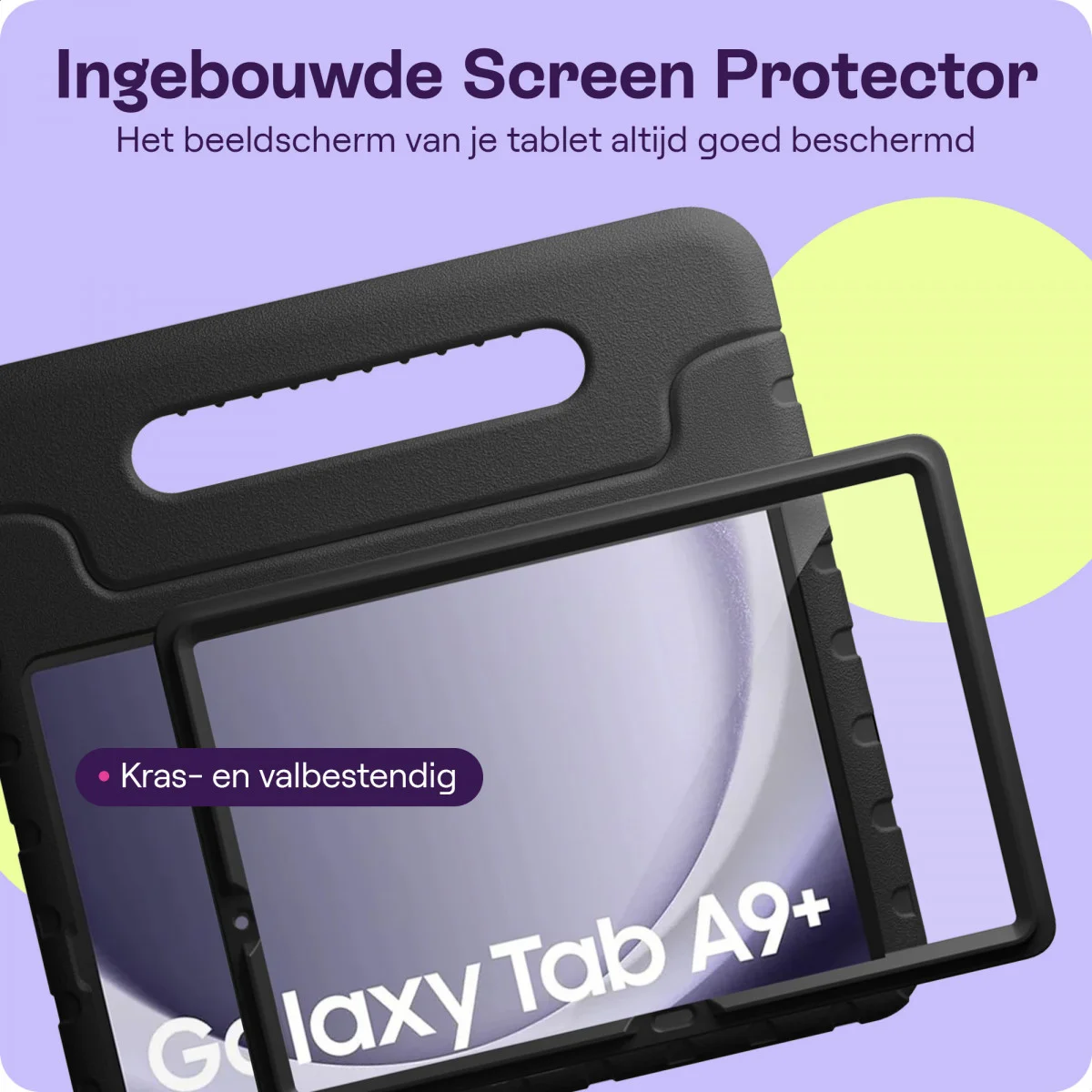 HappyCase Candy+ Tab A11+/A9+ Kinder Hoes met Screenprotector Zwart afbeelding 5