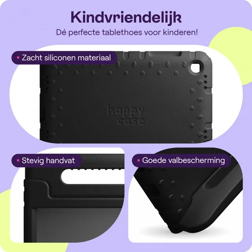 HappyCase Candy+ Tab A11+/A9+ Kinder Hoes met Screenprotector Zwart afbeelding 2