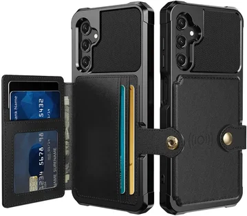 Samsung Galaxy A15 3 in 1 Back Cover Portemonnee Hoesje Zwart
