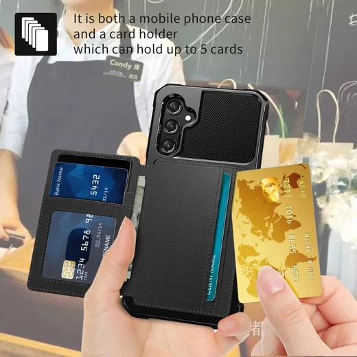 Samsung Galaxy A15 3 in 1 Back Cover Portemonnee Hoesje Zwart afbeelding 4