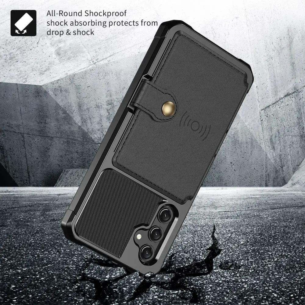 Samsung Galaxy A15 3 in 1 Back Cover Portemonnee Hoesje Zwart afbeelding 5