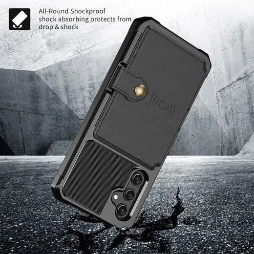 Samsung Galaxy A15 3 in 1 Back Cover Portemonnee Hoesje Zwart afbeelding 5