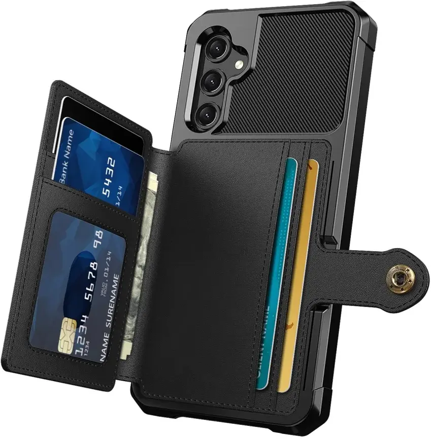Samsung Galaxy A15 3 in 1 Back Cover Portemonnee Hoesje Zwart afbeelding 6