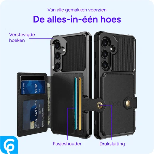 Samsung Galaxy S24 Plus 3 in 1 Back Cover Portemonnee Hoesje Zwart afbeelding 3