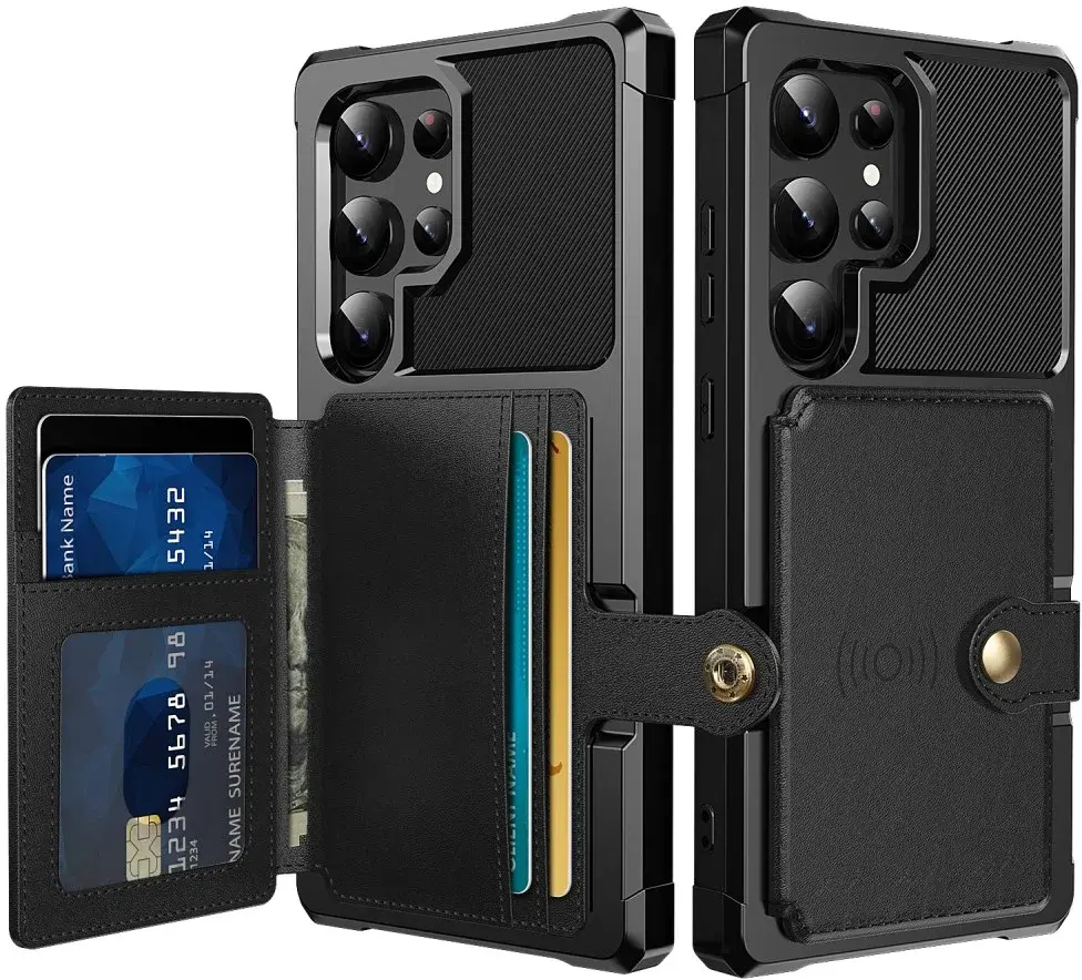 Samsung Galaxy S24 Ultra 3 in 1 Back Cover Portemonnee Hoesje Zwart afbeelding 1